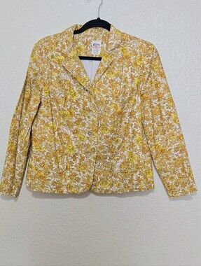 Vintage Blazer by "Clive" - Yellow Floral Blazer - Retro Blazer - Size 14